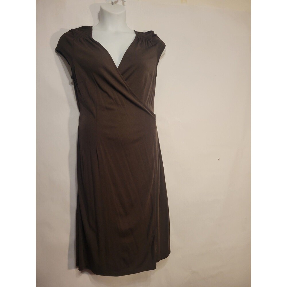 Ann Taylor Loft Faux Wrap Dress Womens Size 12 Brown Career Date Nigh